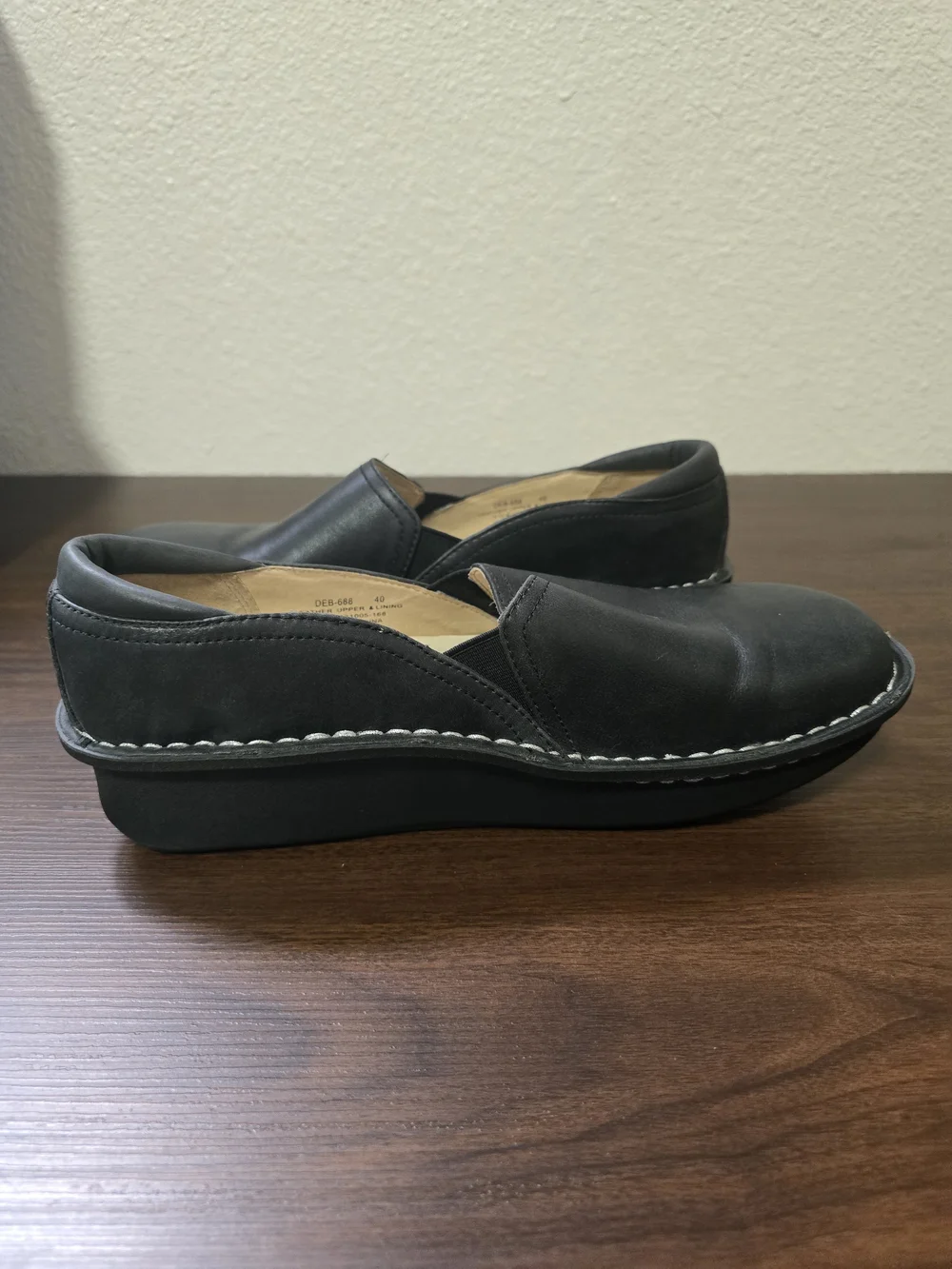 ​Alegria by PG Lite Debra Black Leather Slip On Clogs Mules Shoes Women's Size40
